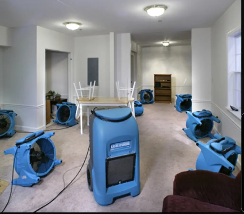 Air movers and dehumidifier setup for Water Damage Restoration in Tullahoma